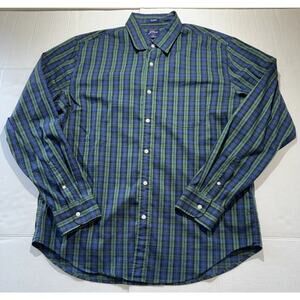 J. Crew Classic Performance Stretch Button Down Shirt Size L Blue/Green